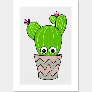 Cute Cactus Design #303: Round Cactus In Pot Posters and Art